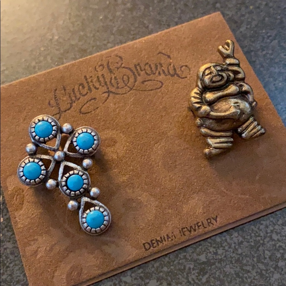NEW Buddha/turquoise hippie cross pins Lucky Brand - Picture 8 of 8